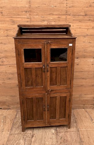 vaisselier vitré art déco en teck birman avec patine dorigine