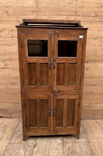 vaisselier vitré art déco en teck birman avec patine dorigine