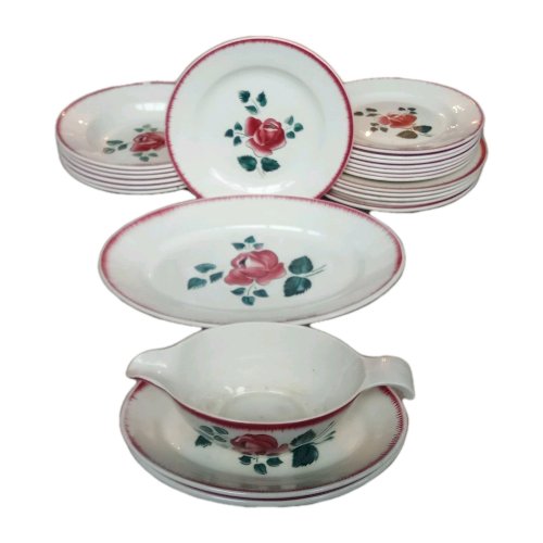 Vaisselle Ancienne Assiettes Digoin Sarreguemines Modèle Bagatelle 23 pièces