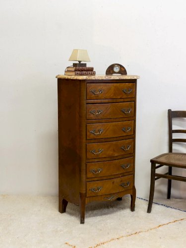 Valery, le chiffonnier Louis XV en bois et marbre N°56