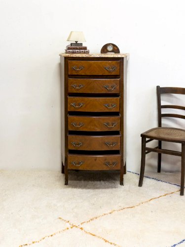 Valery, le chiffonnier Louis XV en bois et marbre N°56