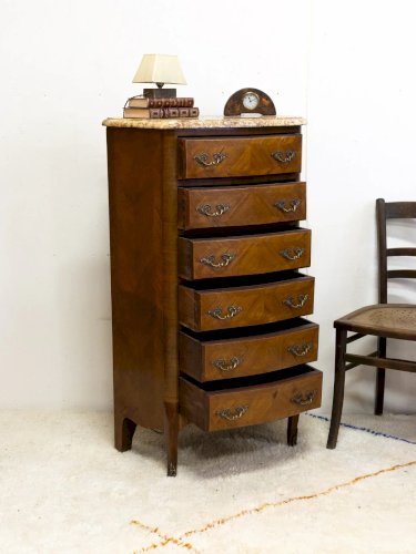 Valery, le chiffonnier Louis XV en bois et marbre N°56