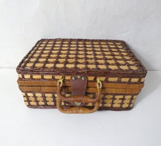 vintage rattan suitcase