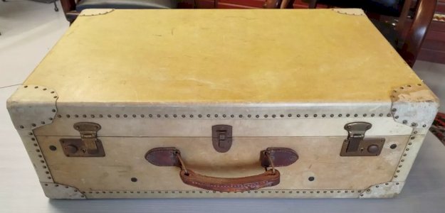 VALISE MALETTE Ancienne Brevetée Voyage Beige Rennes Cuir 8MAG 19/12