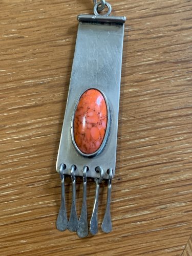 Vallauris pendentif 1960's céramique cabochon métal signé Hendrik Thomas