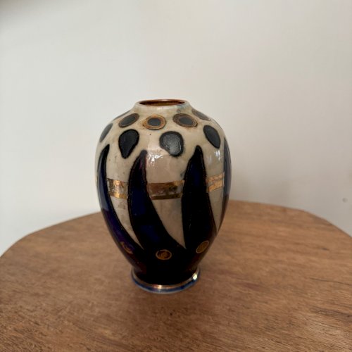 Vase 1930 manufacture Quimper Odetta avec rehauts dorés M3456