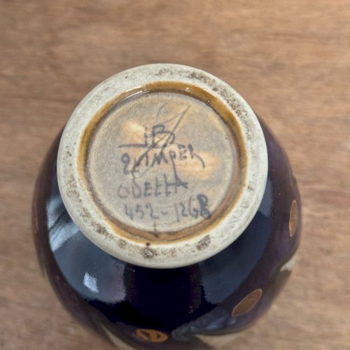 Vase 1930 manufacture Quimper Odetta avec rehauts dorés M3456