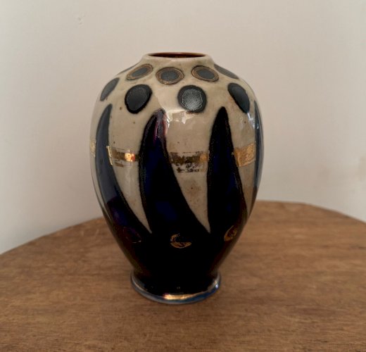 Vase 1930 manufacture Quimper Odetta avec rehauts dorés M3456