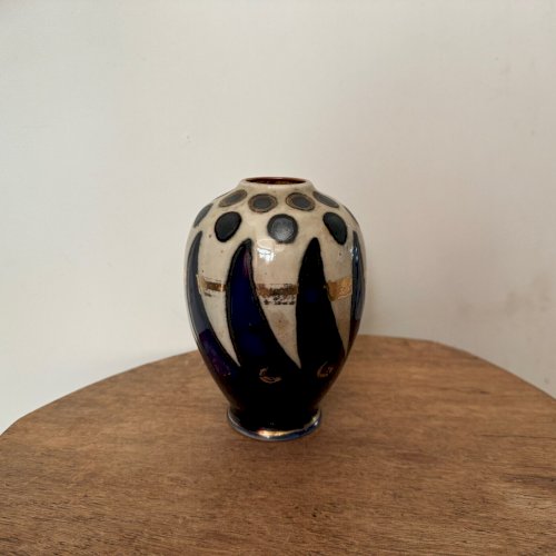 Vase 1930 manufacture Quimper Odetta avec rehauts dorés M3456