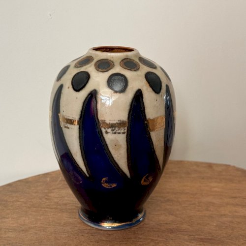 Vase 1930 manufacture Quimper Odetta avec rehauts dorés M3456
