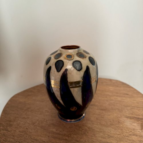 Vase 1930 manufacture Quimper Odetta avec rehauts dorés M3456