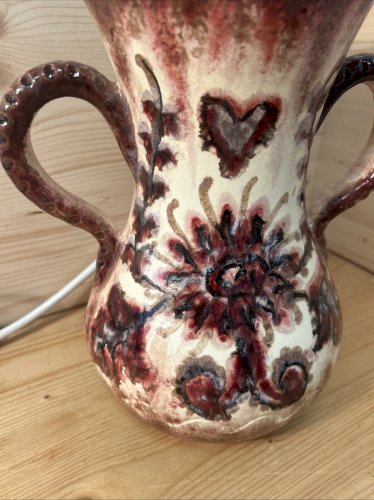 vase à anses P. Fouillen Quimper – faïence émaillée décor floral – signé main