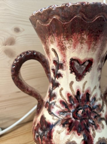 vase à anses P. Fouillen Quimper – faïence émaillée décor floral – signé main