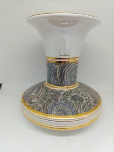 vase with original decoration and golden rim signed Micheloni R in good condition