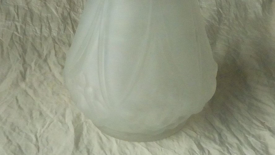VASE A JACINTHE EN VERRE GIVRE EPOQUE ART NOUVEAU DEBUT 20 EME** N3