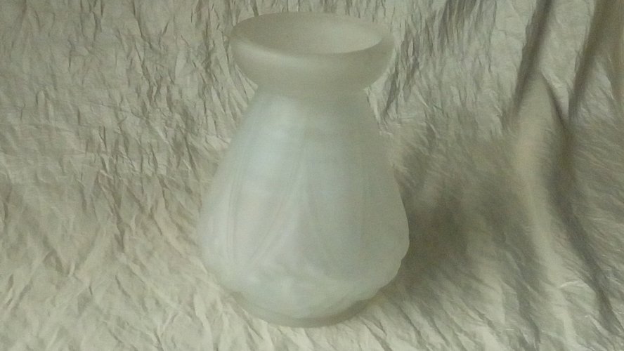 VASE A JACINTHE EN VERRE GIVRE EPOQUE ART NOUVEAU DEBUT 20 EME** N3