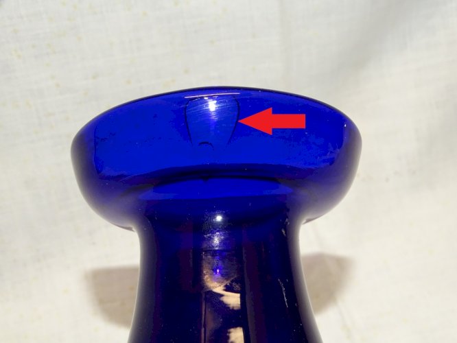 -VASE A JACINTHE VERRE Soufflé BLEU FORME BALUSTRE sur PIEDOUCHE XVIII/XIXe