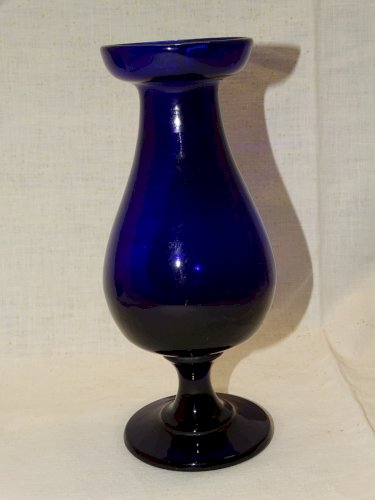 -VASE A JACINTHE VERRE Soufflé BLEU FORME BALUSTRE sur PIEDOUCHE XVIII/XIXe