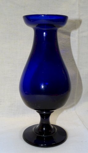 -VASE A JACINTHE VERRE Soufflé BLEU FORME BALUSTRE sur PIEDOUCHE XVIII/XIXe