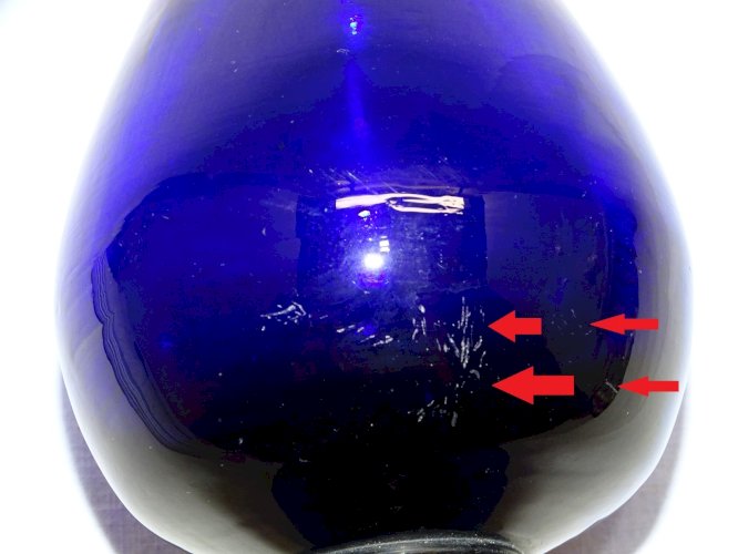 -VASE A JACINTHE VERRE Soufflé BLEU FORME BALUSTRE sur PIEDOUCHE XVIII/XIXe