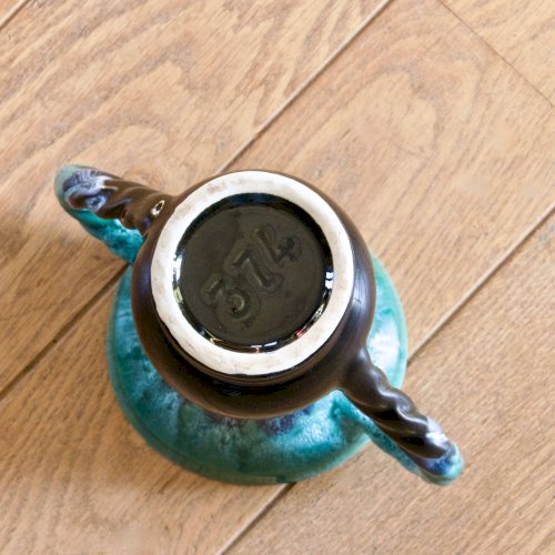 Vase amphore ancien en grès émaillé flammé turquoise