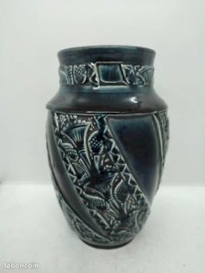 night blue antique vase 19th century signed Choisy-le-Roi in good condition