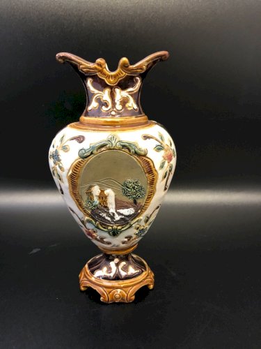 Vase ancien en faïence de Lisieux – Décor rustique normand – XXe siècle