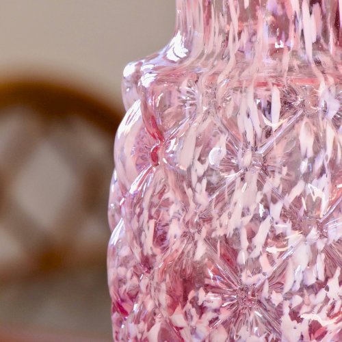 Vase ancien en verre de Clichy rose et blanc
