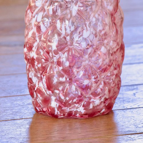 Vase ancien en verre de Clichy rose et blanc