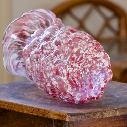 Vase ancien en verre de Clichy rose et blanc