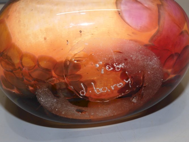 -VASE ANCIEN PATE DE VERRE Signé D BAROY VINTAGE COLLECTION DECO VITRINE   D