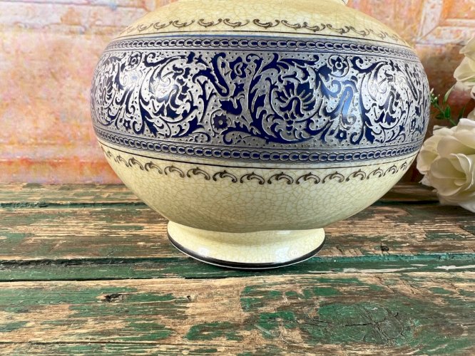 Vase ancien Thomas Bavaria Rosenthal – Brokat DRP 655505 – Céramique craquelée