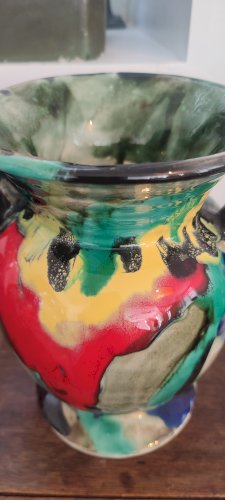 Vase Art Déco en céramique à glaçures flammées