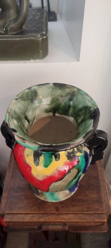 Vase Art Déco en céramique à glaçures flammées