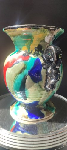 Vase Art Déco en céramique à glaçures flammées