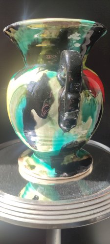 Vase Art Déco en céramique à glaçures flammées