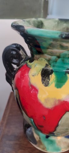 Vase Art Déco en céramique à glaçures flammées