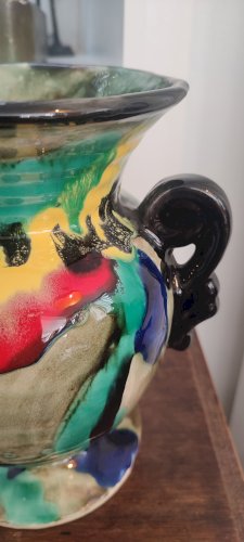 Vase Art Déco en céramique à glaçures flammées