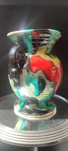 Vase Art Déco en céramique à glaçures flammées