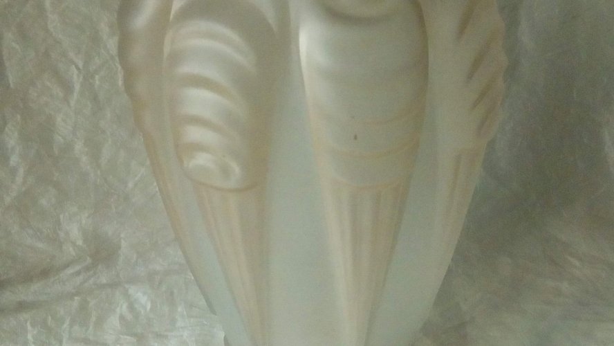 VASE ART DECO EN VERRE MOULE PRESSÉ SIGNÉ ESPAIVET ANNEES 1930 ART DECO**
