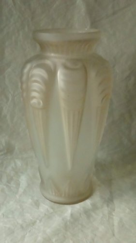 VASE ART DECO EN VERRE MOULE PRESSÉ SIGNÉ ESPAIVET ANNEES 1930 ART DECO**