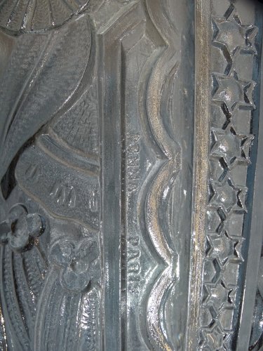 -VASE ART DECO VERRE BLEU Marqué DONNA PARIS PIED ALU COLLECTION VITRINE   D