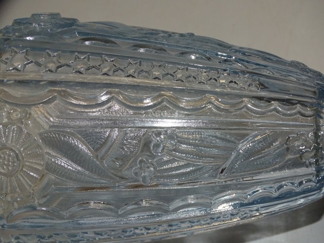 -VASE ART DECO VERRE BLEU Marqué DONNA PARIS PIED ALU COLLECTION VITRINE   D