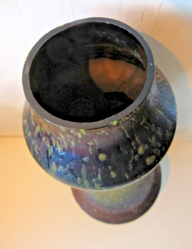 Vase Art Nouveau en verre iridescent multicolore, Loetz Kralik, 24 cm