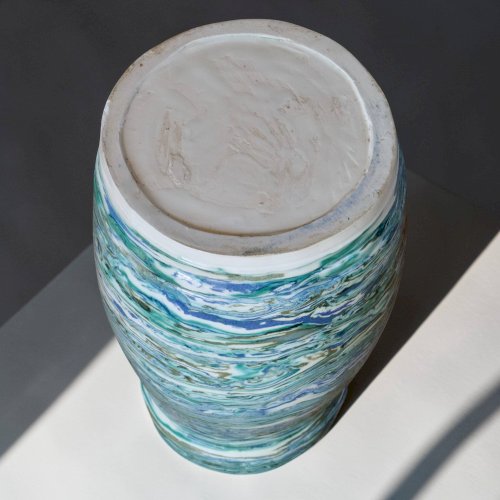 Vase artisanal, pièce unique, terre mêlée turquoise