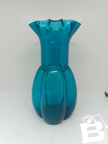 vase bleu à col mouchoir style legras clichy en bon etat