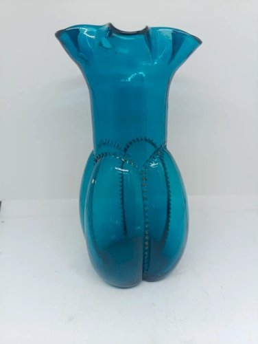 vase bleu à col mouchoir style legras clichy en bon etat