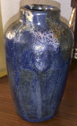 vase bleu en grès St Amand en Puisaye signé Jean Langlade 1920's