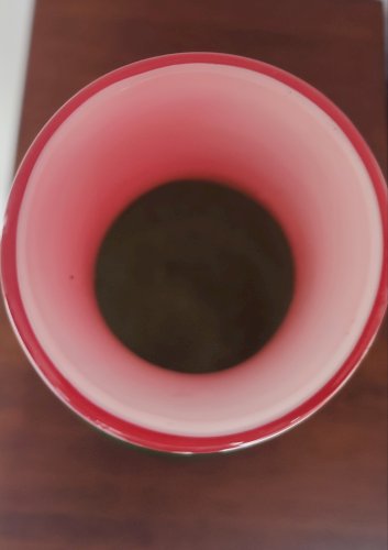 Vase bombé tricolore en verre épais