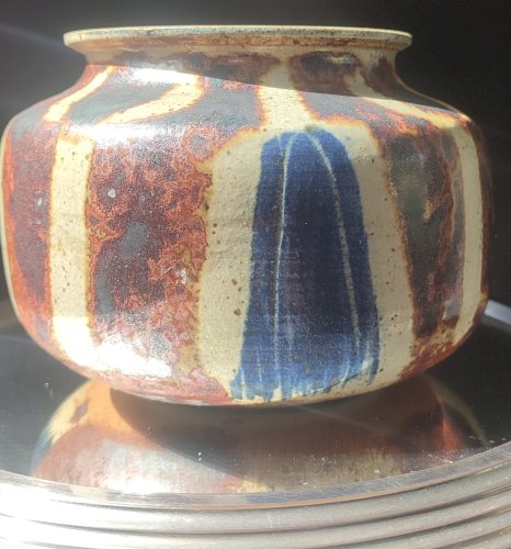 Vase Boule en Grès pyrité signé